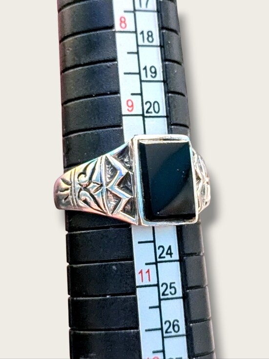 Other - Vintage 925 Sterling Silver Natural Black Onyx Gemstone Signet Ring Size 10
